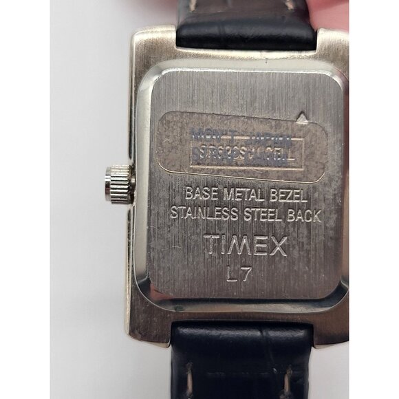 Carriage by Timex Silver Tone Rectangle Case Women's Watch Black Leather Band - Picture 2 of 10